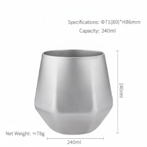240ml double wall titanium hexagonal coffee cup